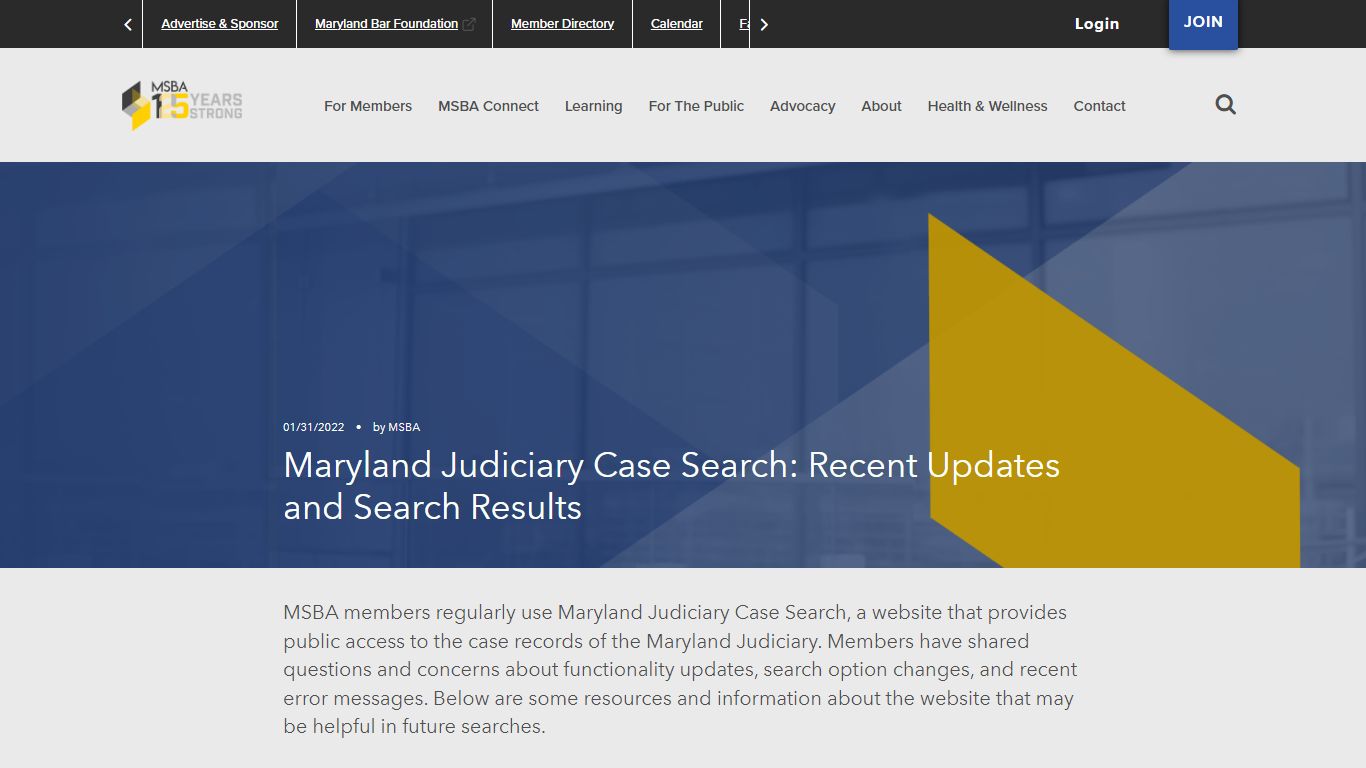 Maryland Judiciary Case Search: Recent Updates and Search ... - MSBA